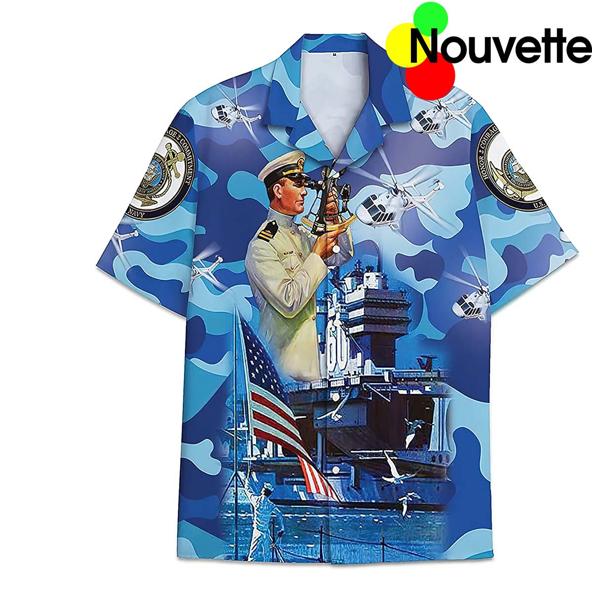 Camo Blue Beach Hawaiian Shirt