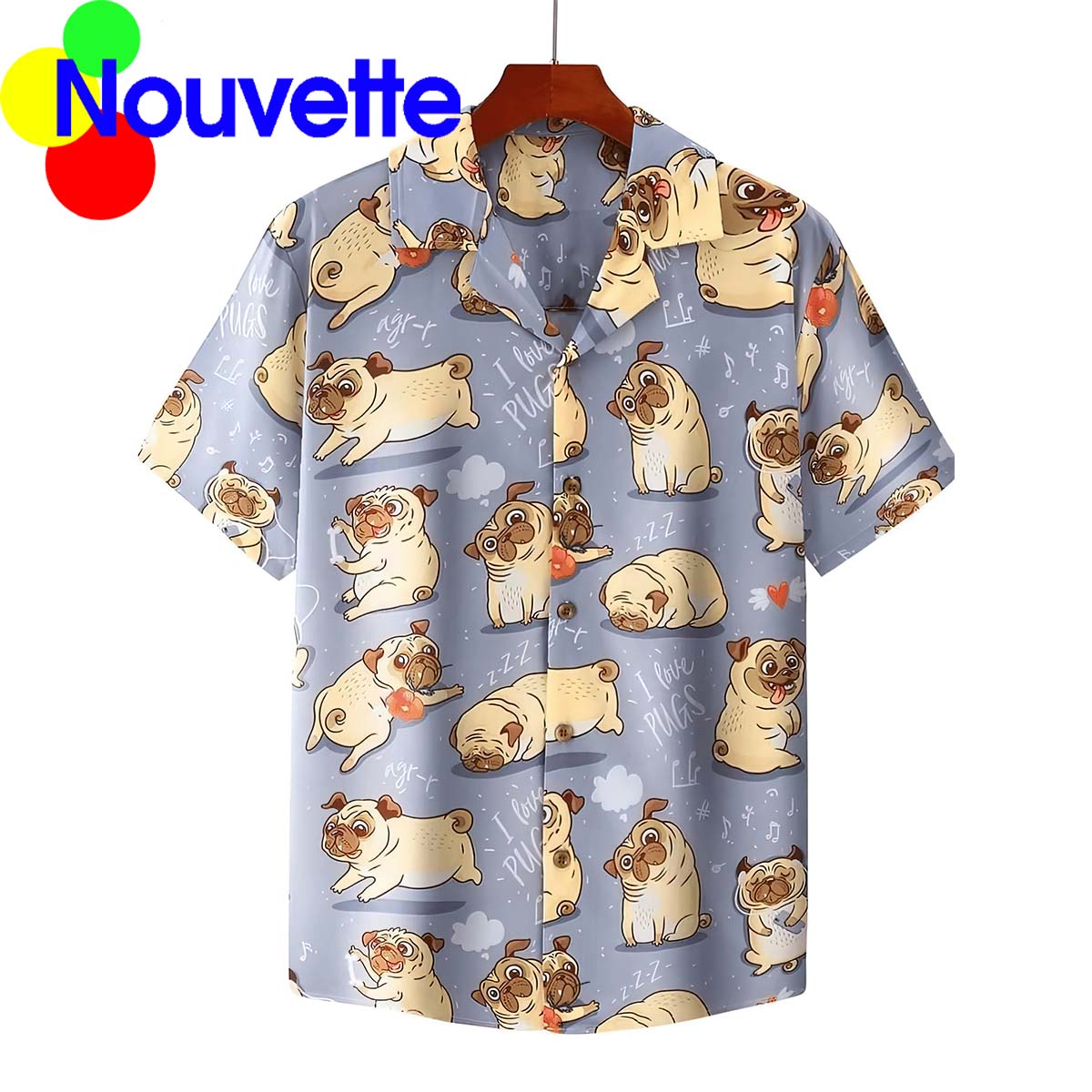 I Love Pugs Hawaiian Shirt I Love Pugs Hawaiian Shirt