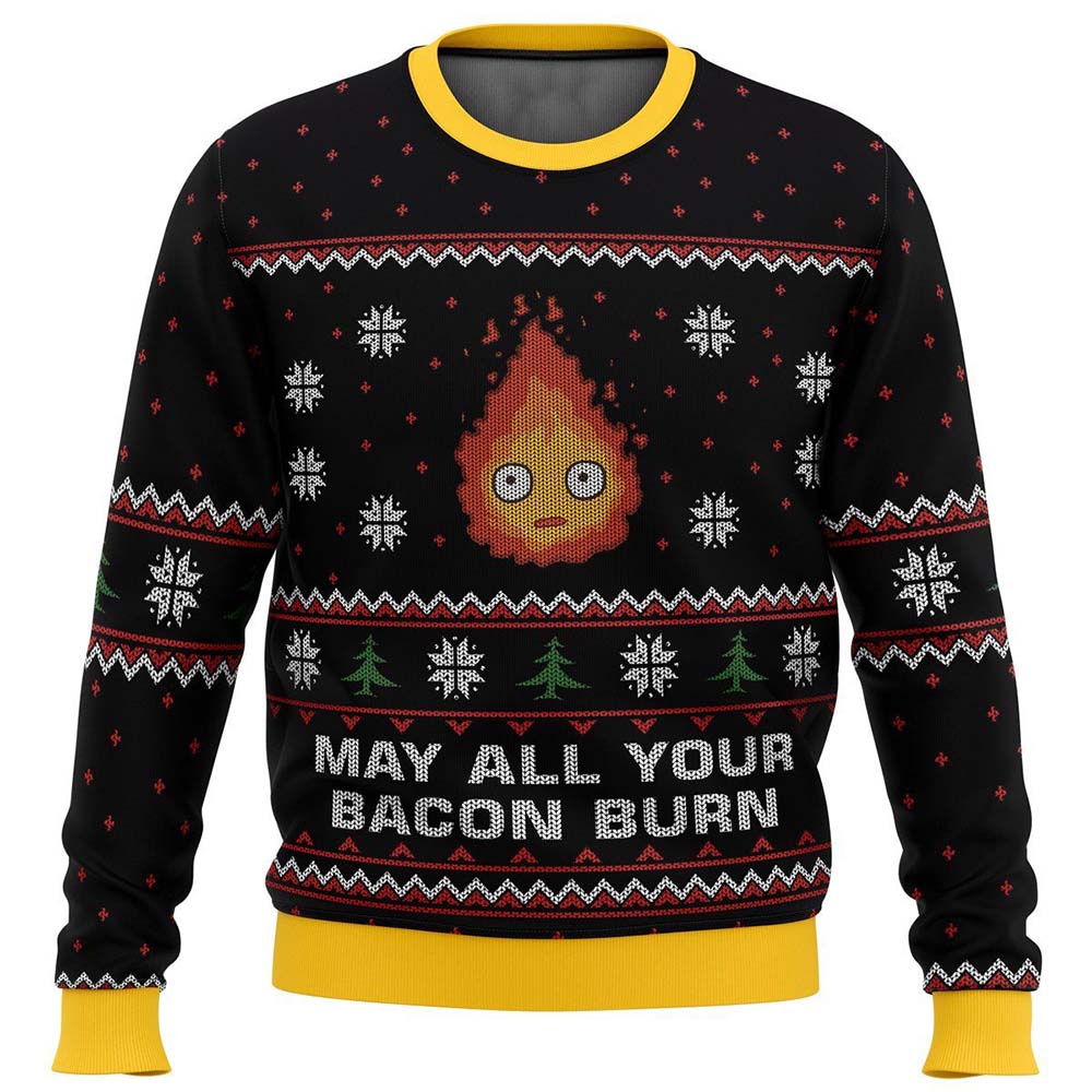 May All Your Bacon Burn Calcifer Christmas Sweater May All Your Bacon Burn Calcifer Christmas Sweater