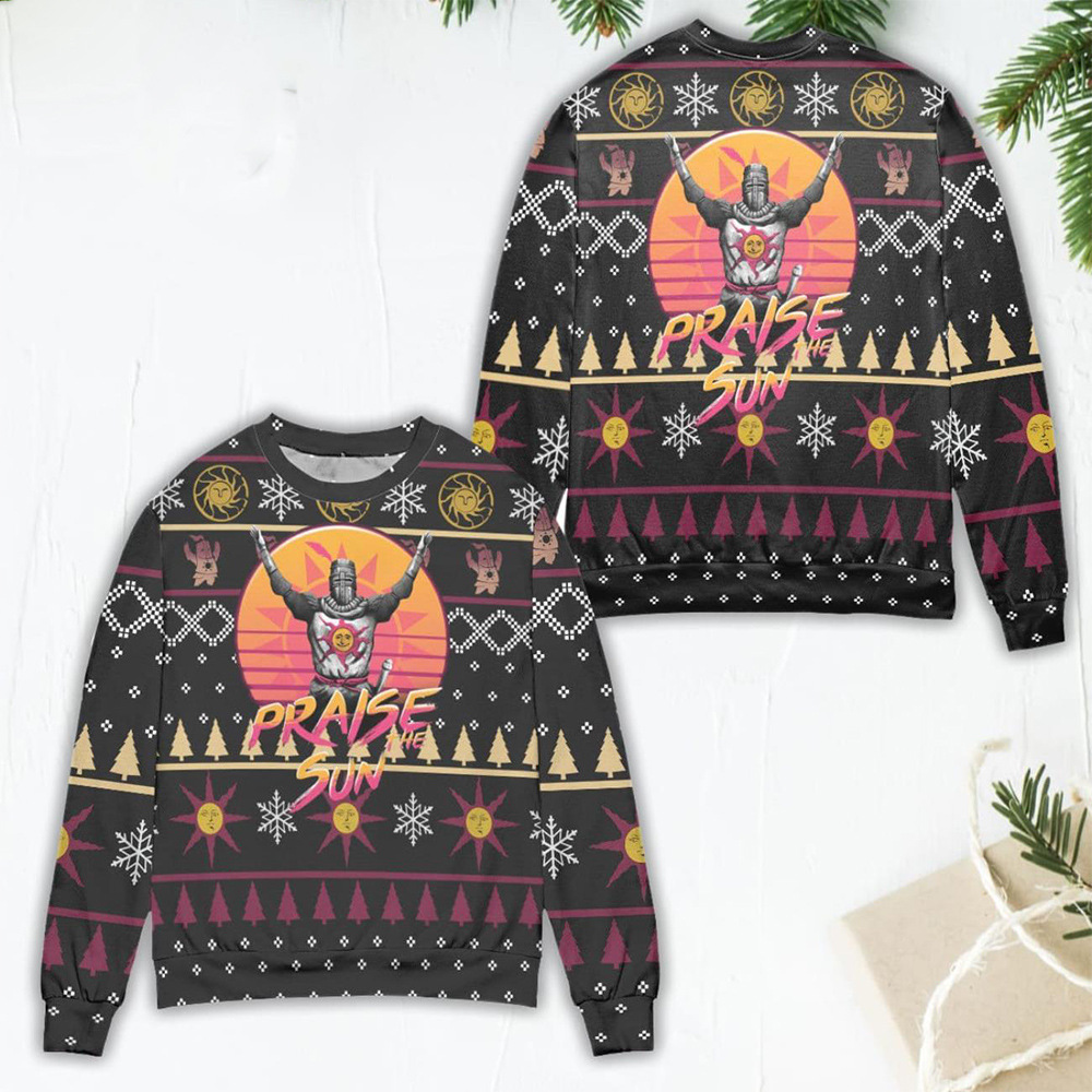 Praise Sun Dark Souls Ugly Christmas Sweater Praise Sun Dark Souls Ugly Christmas Sweater