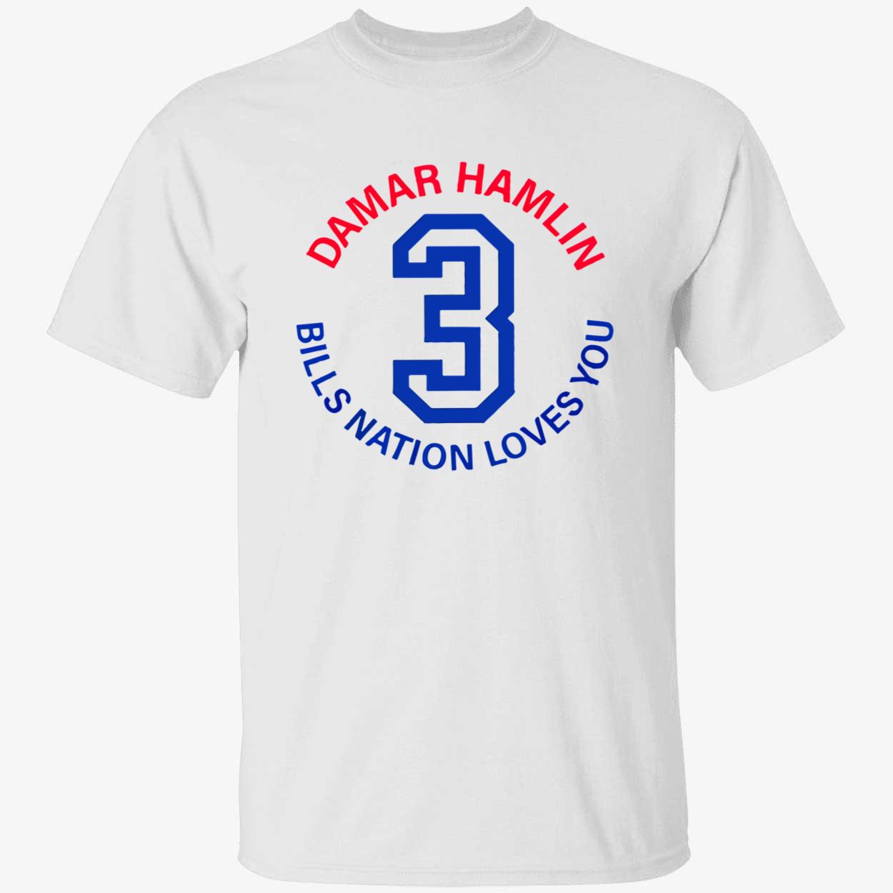 Damar Hamlin 3 Bills Nation Loves You Shirt Damar Hamlin 3 Bills Nation Loves You Shirt