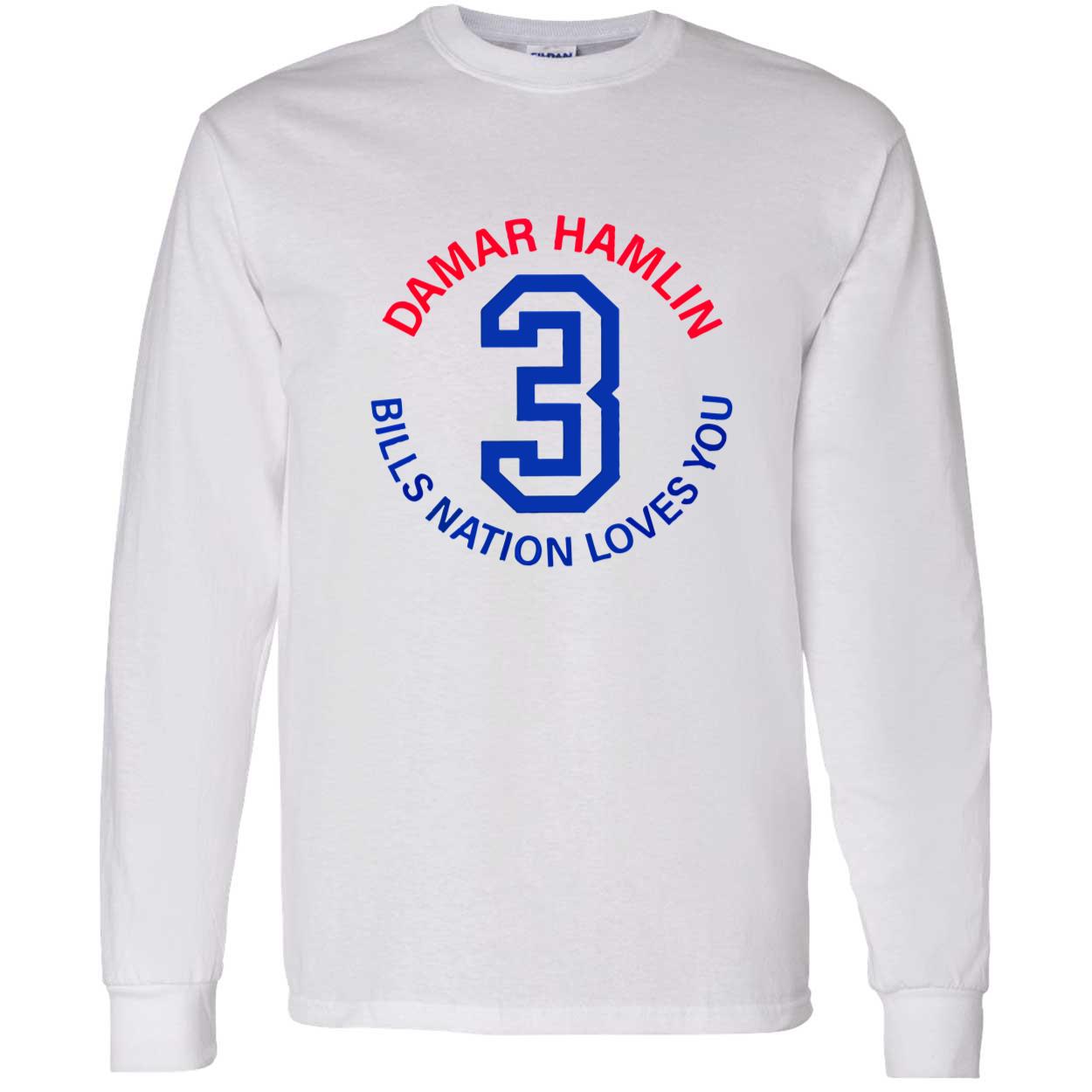 Damar Hamlin 3 Bills Nation Loves You Shirt Damar Hamlin 3 Bills Nation Loves You Shirt
