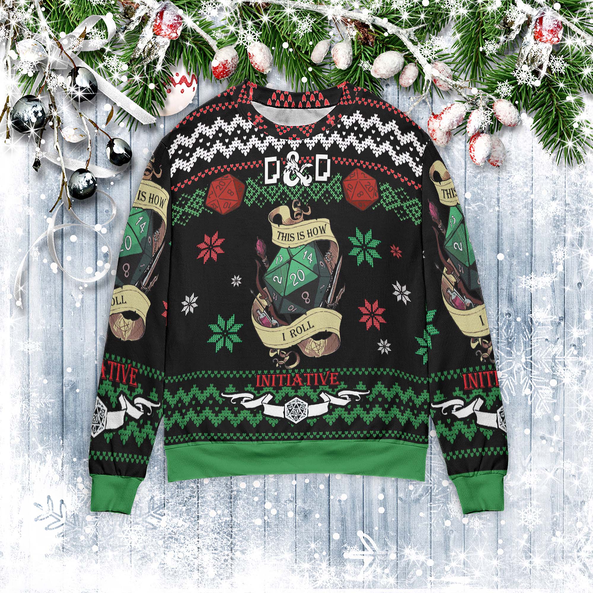 Dnd Roll Initiative Ugly Christmas Sweater Dnd Roll Initiative Ugly Christmas Sweater
