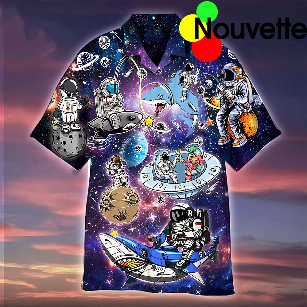 Astronaut Fishing In The Galaxy Hawaiian Shirt Astronaut Fishing In The Galaxy Hawaiian Shirt