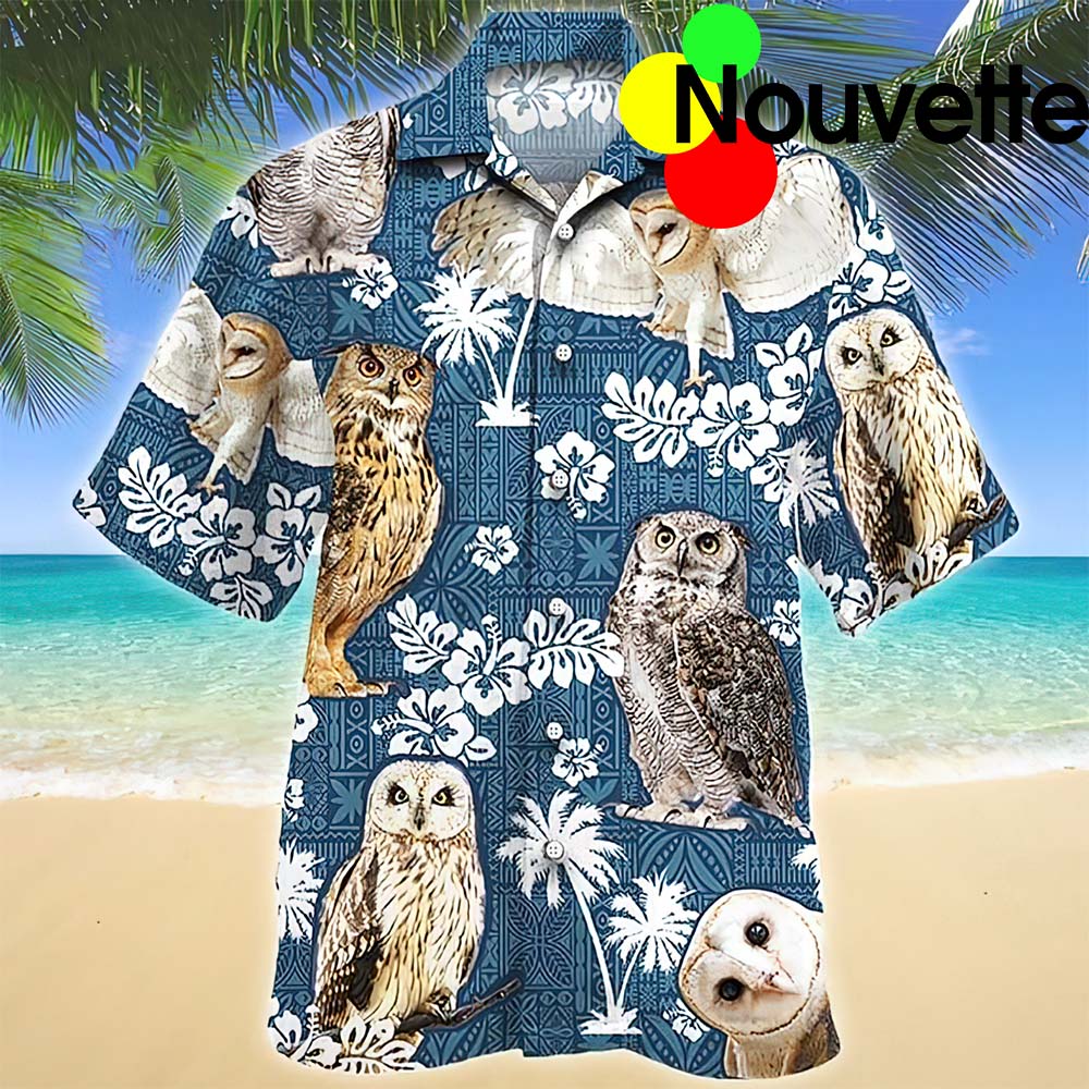 Owl Blue Tribal Hawaiian Shirt