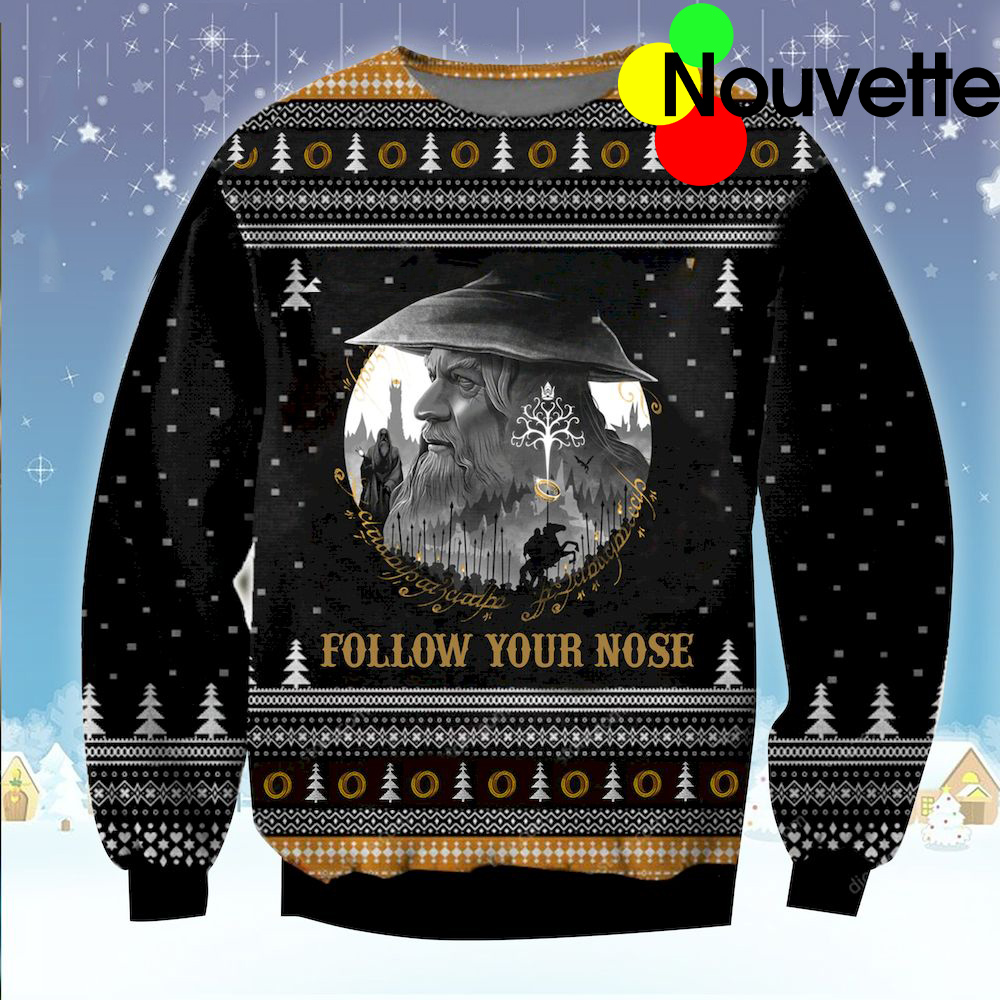 Follow Your Nose Ugly Christmas Sweater Follow Your Nose Ugly Christmas Sweater