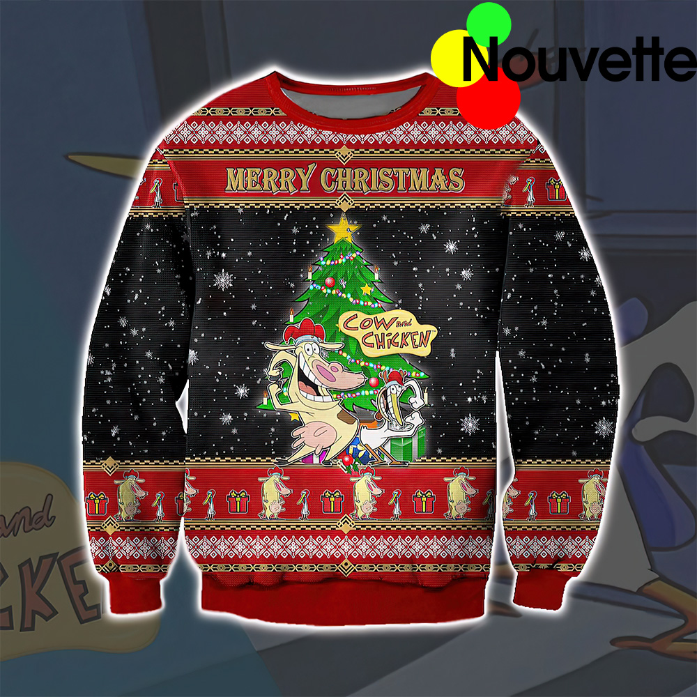 Cow And Chicken Ugly Christmas Sweater Cow And Chicken Ugly Christmas Sweater