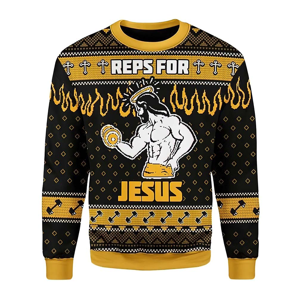 Jesus Weightlifting Christmas Sweater Jesus Weightlifting Christmas Sweater