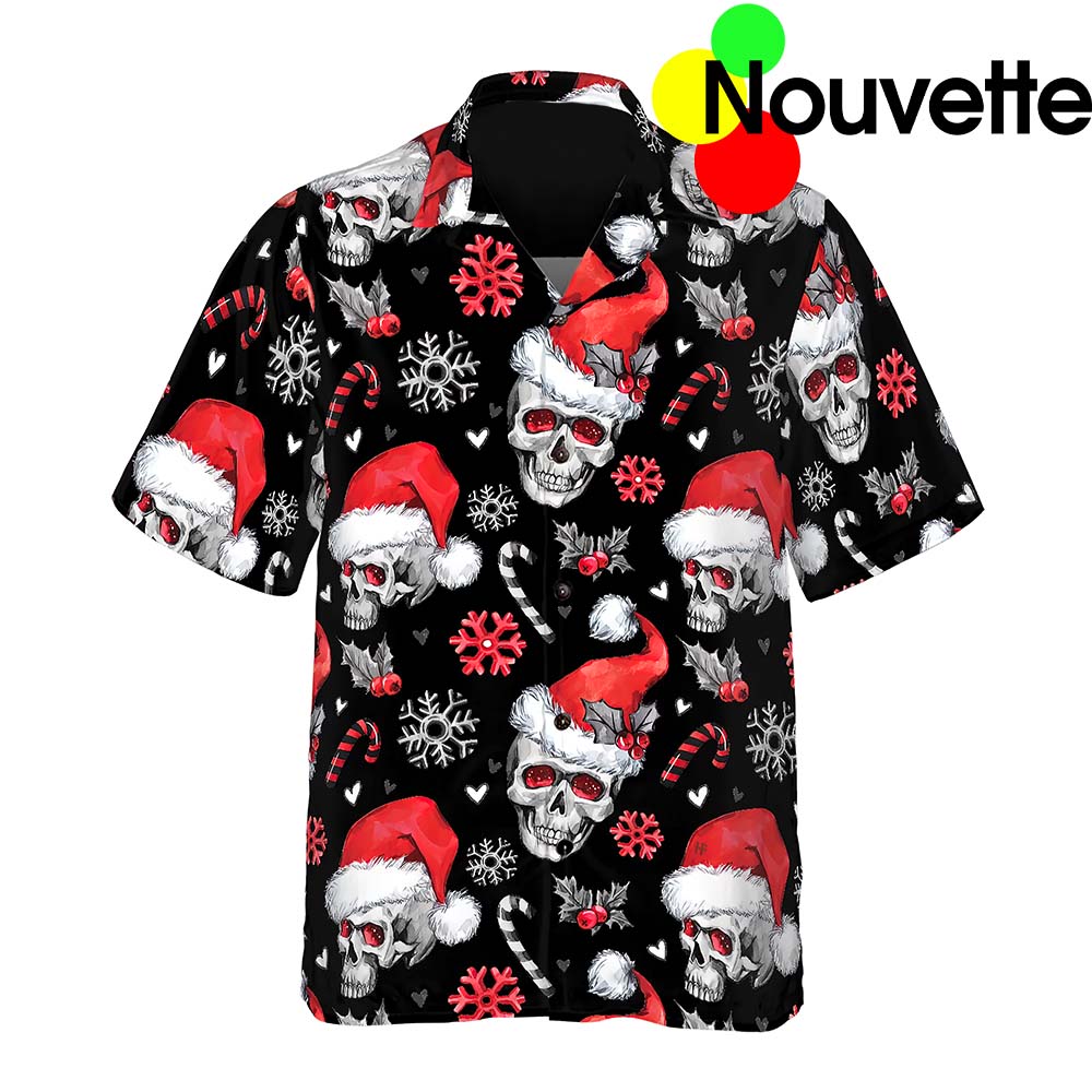 Skulls With Candy Canes Christmas Hawaiian Shirt