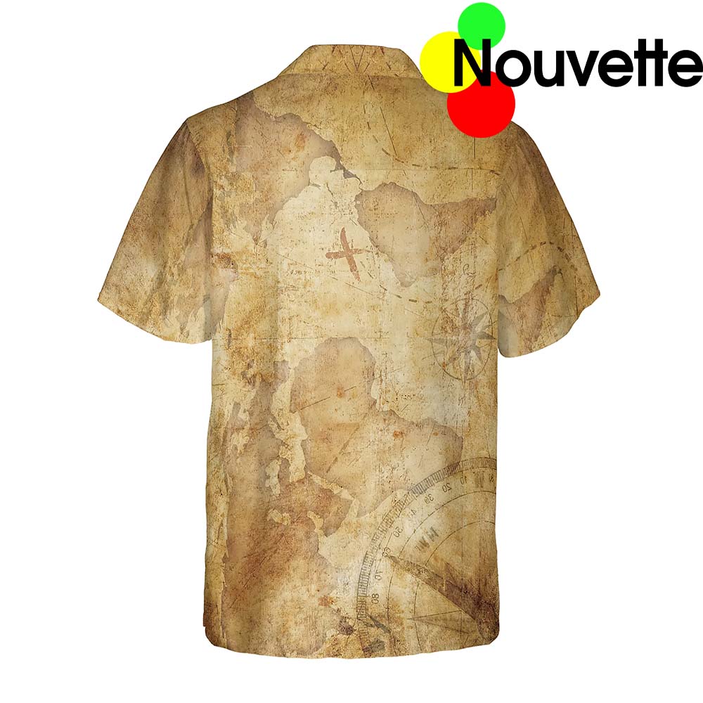 Texas State Map And Compass Pattern Hawaiian Shirt Texas State Map And Compass Pattern Hawaiian Shirt