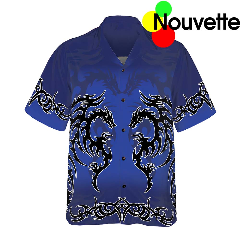 Blue Tribal Dragon Hawaiian Shirt Blue Tribal Dragon Hawaiian Shirt