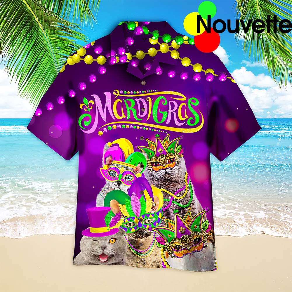 Meowdi Gras Hawaiian Shirt Meowdi Gras Hawaiian Shirt