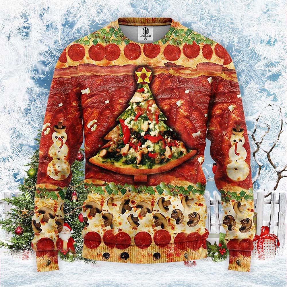 Pizza 3D Ugly Christmas Sweater Pizza 3D Ugly Christmas Sweater
