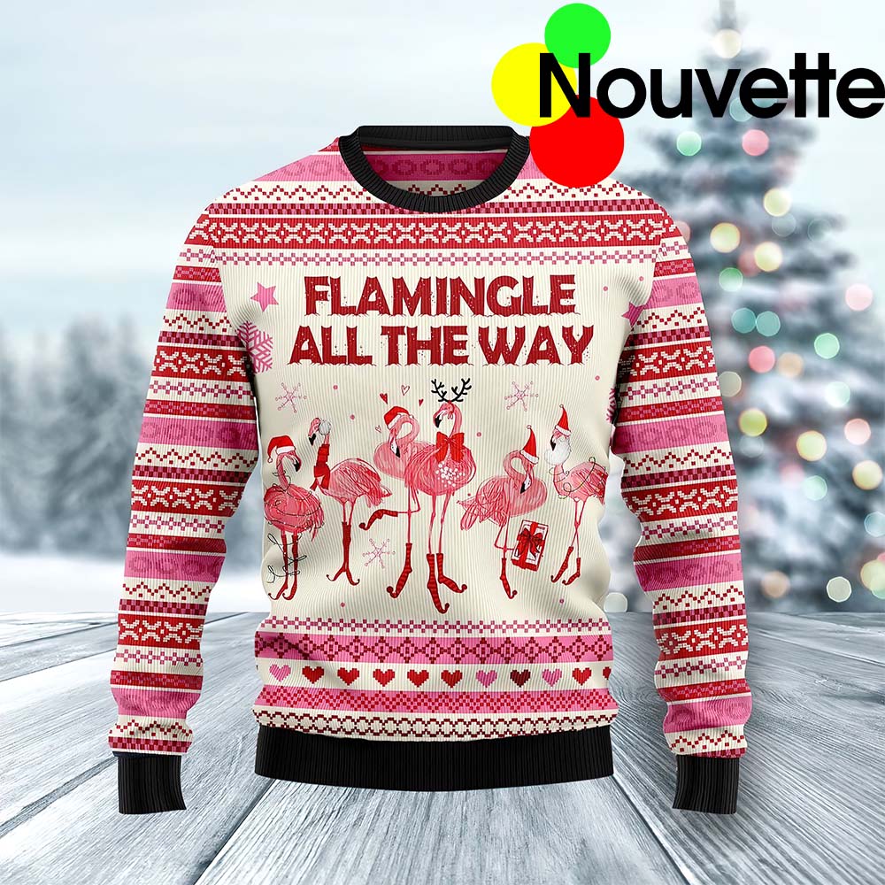 Flamingle All The Ways Ugly Christmas Sweater Flamingle All The Ways Ugly Christmas Sweater