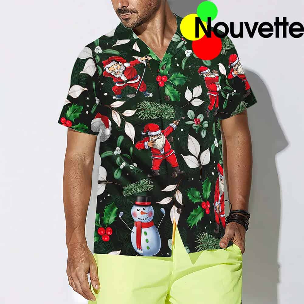 Santa Playing Golf Pattern Hawaiian Shirt