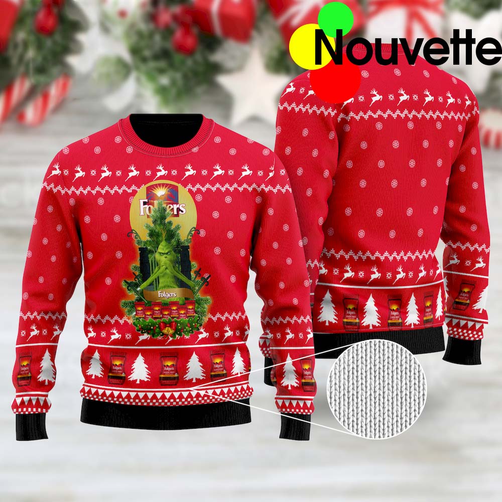 Folgers Grinch Snow Ugly Christmas Sweater Folgers Grinch Snow Ugly Christmas Sweater