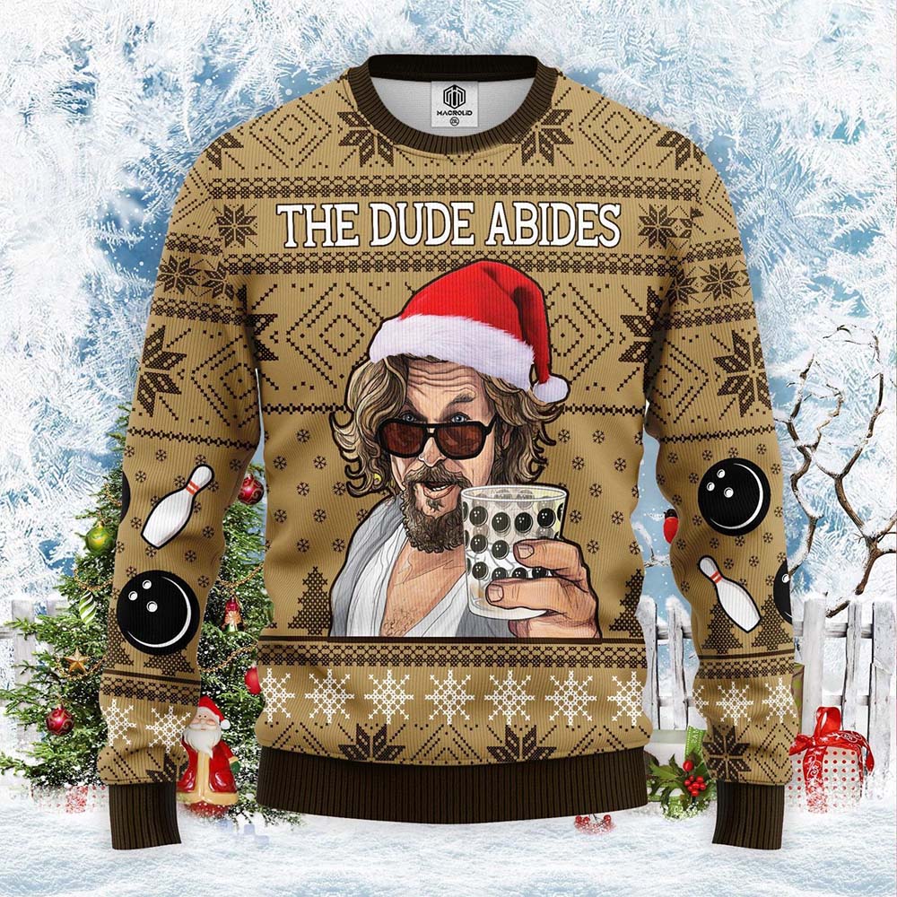 The Big Lebowski The Dude Abides Christmas Sweater The Big Lebowski The Dude Abides Christmas Sweater