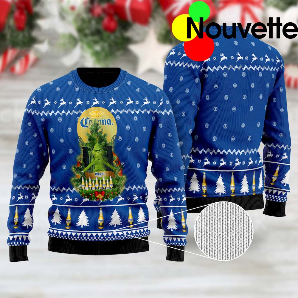 Corona Extra Grinch Snow Ugly Christmas Sweater Corona Extra Grinch Snow Ugly Christmas Sweater
