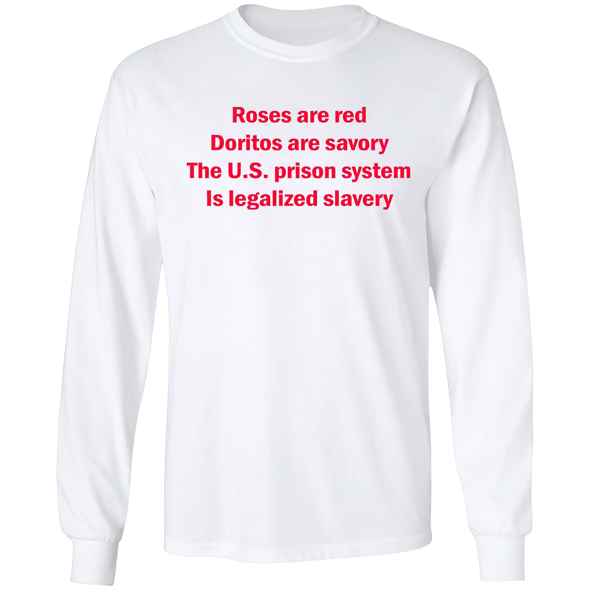 Roses Are Red Doritos Are Savory The Us Prison System Is Legalized Slavery Shirt Roses Are Red Doritos Are Savory The Us Prison System Is Legalized Slavery Shirt
