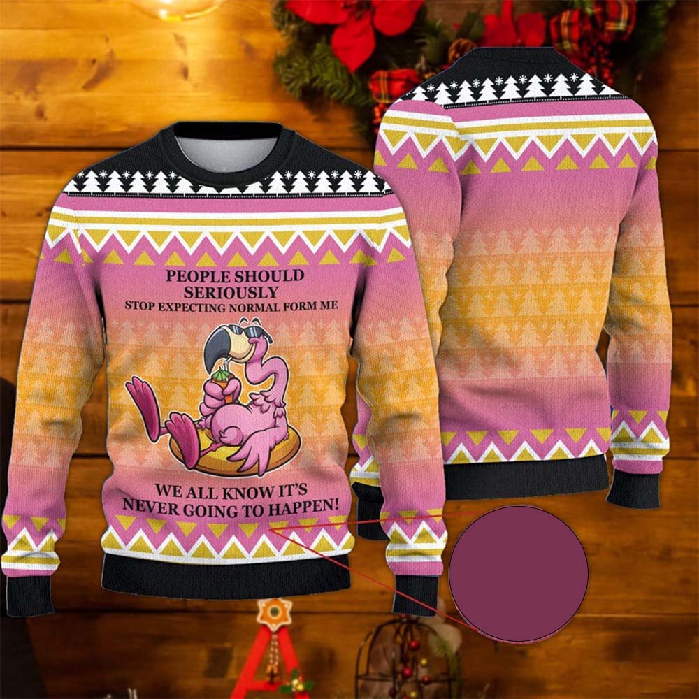 Flamingo People Should Seriously Stop Expecting Normal Form Me Christmas Sweater