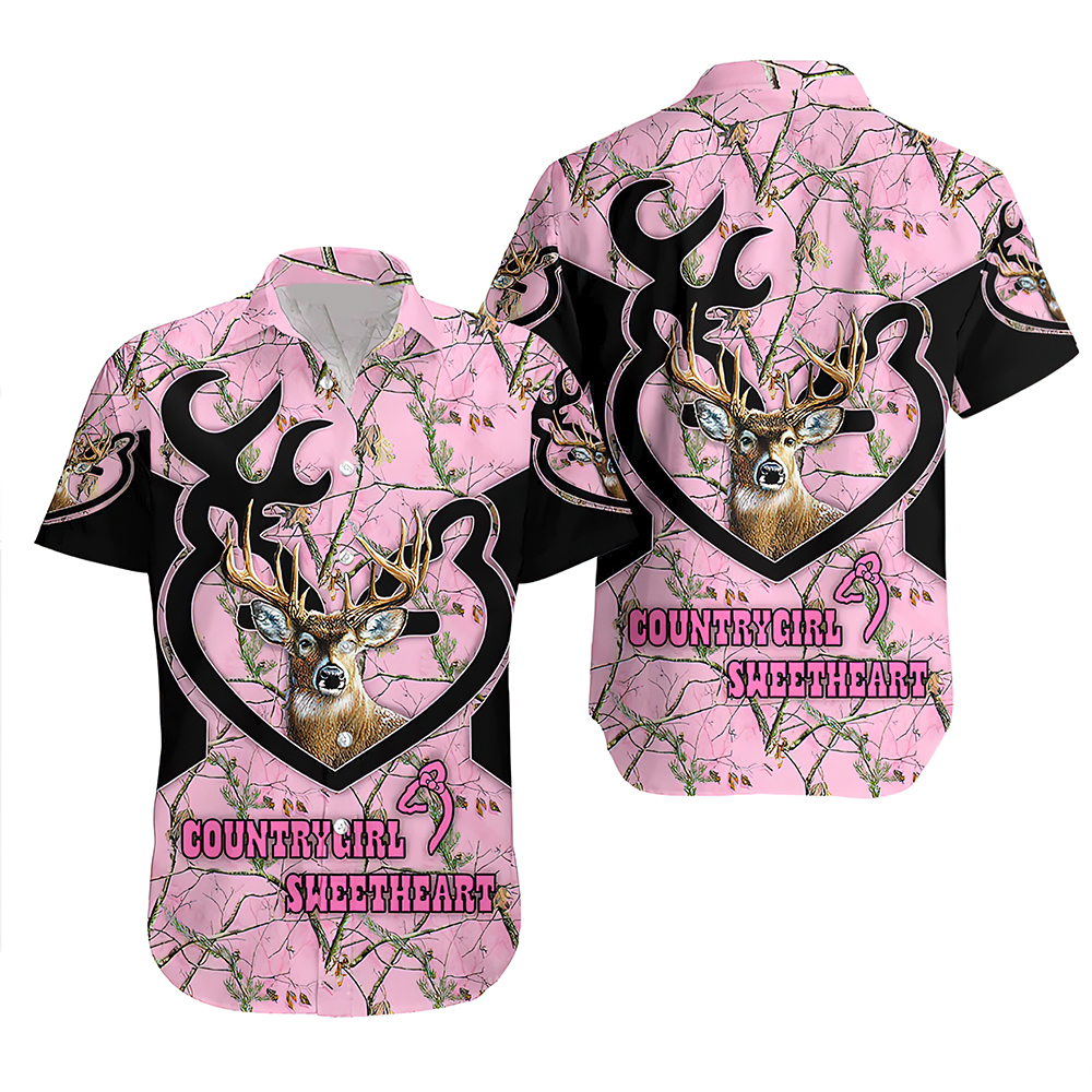 Country Girl Sweet Heart Deer Hunting Hawaiian Shirt Country Girl Sweet Heart Deer Hunting Hawaiian Shirt