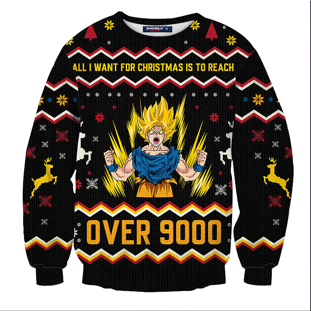 Goku Over 9000 Ugly Christmas Sweater Goku Over 9000 Ugly Christmas Sweater