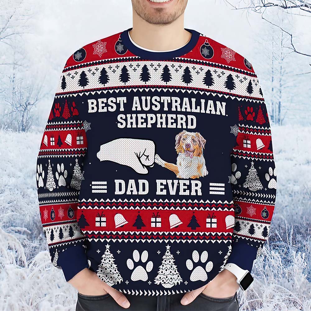 Best Australian Shephred Dad Ever Christmas Sweater Best Australian Shephred Dad Ever Christmas Sweater
