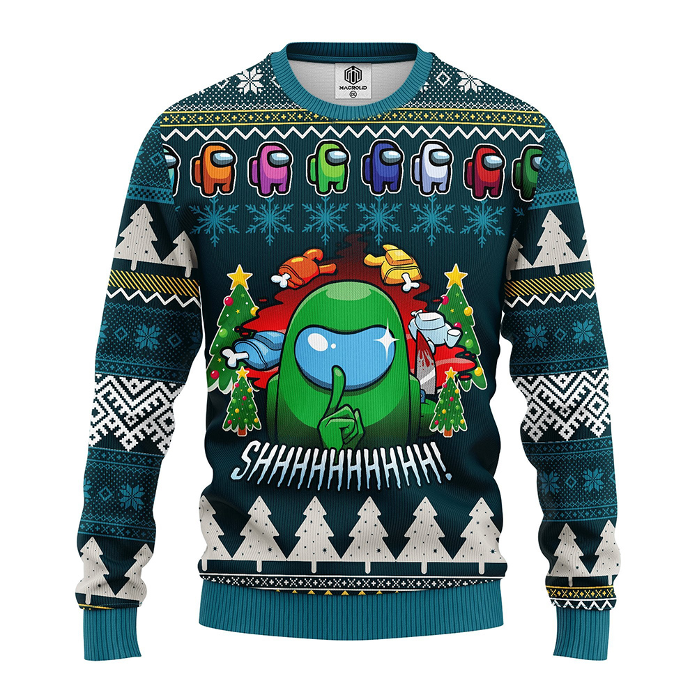 Among Us Shhhh Ugly Christmas Sweater Among Us Shhhh Ugly Christmas Sweater