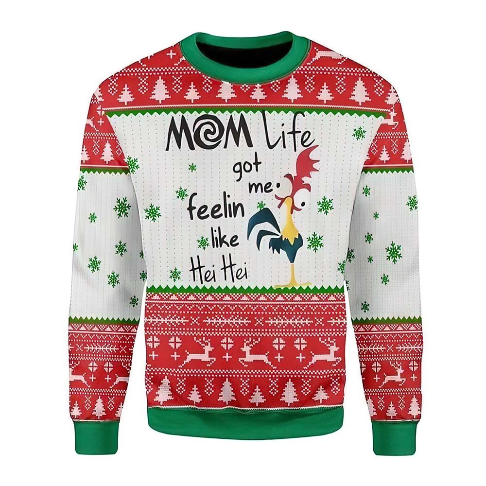 Rooster Mom Life Got Me Feelin Like Hei Hei Christmas Sweater