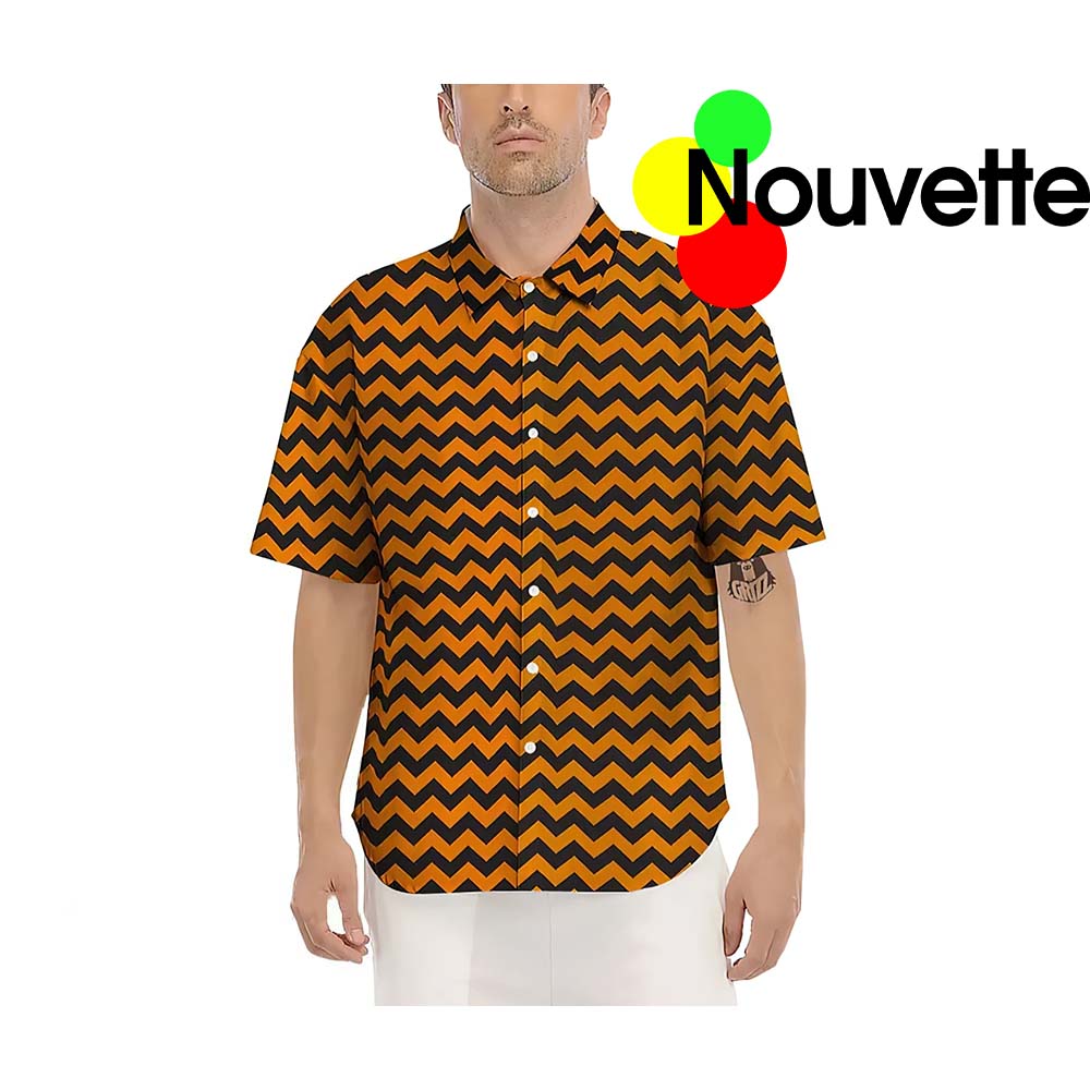 Chevron Orange Pattern Halloween Hawaiian Shirt Chevron Orange Pattern Halloween Hawaiian Shirt