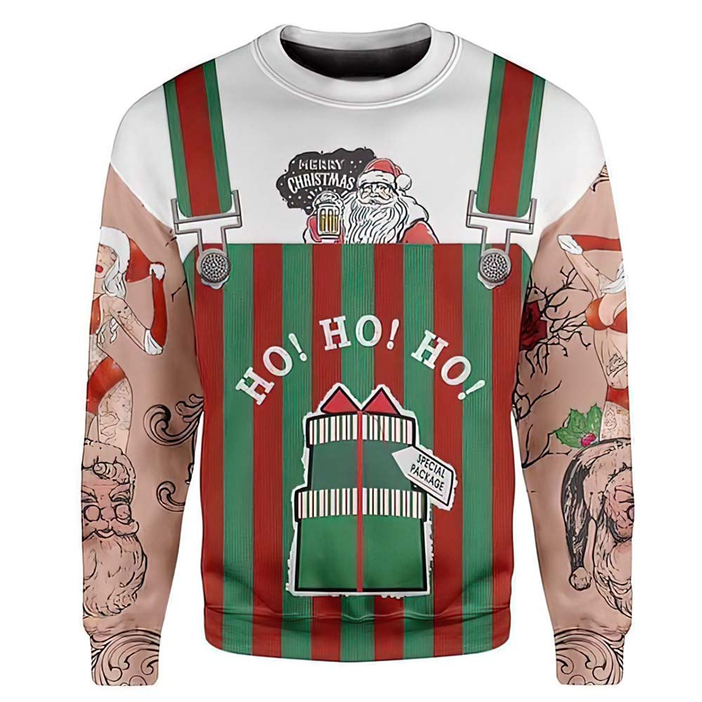 Merry Xmas Ho Ho Ho Santa Claus Beer Christmas Sweater