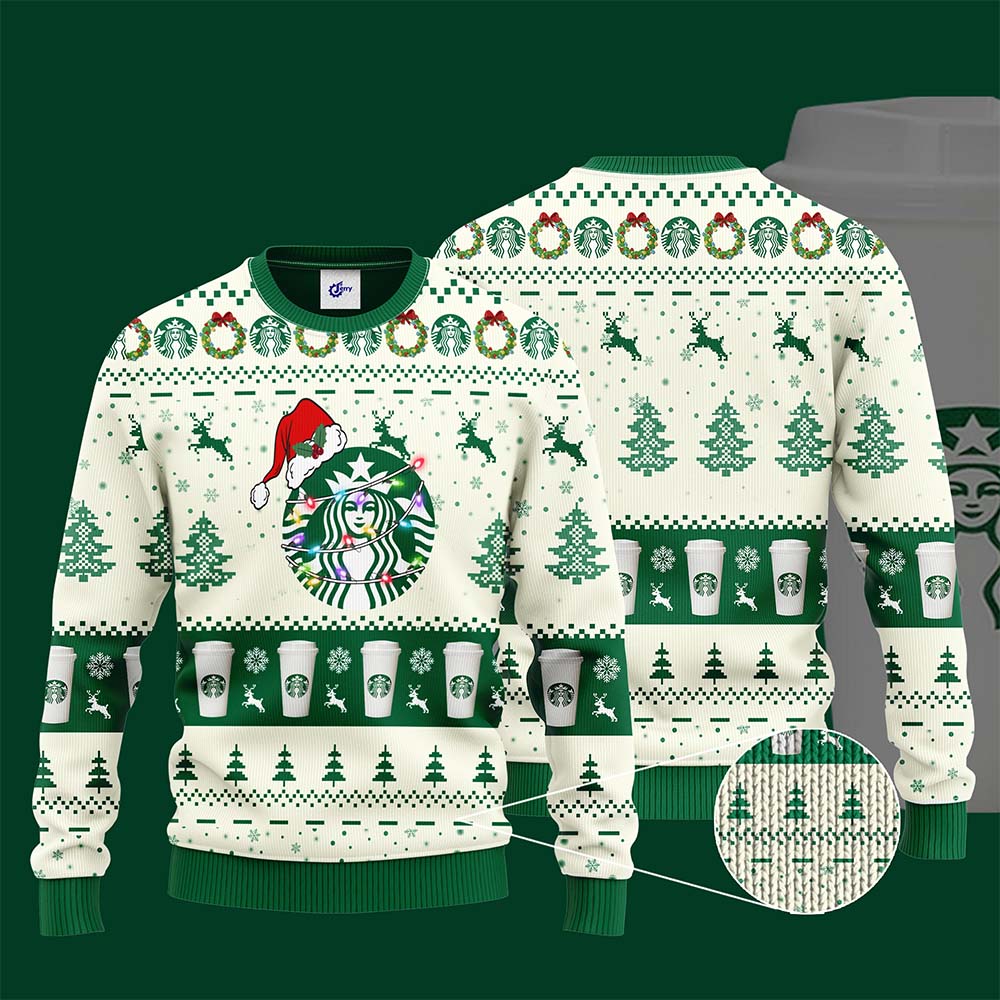 Starbucks Santa Hat Christmas Ugly Christmas Sweater Starbucks Santa Hat Christmas Ugly Christmas Sweater