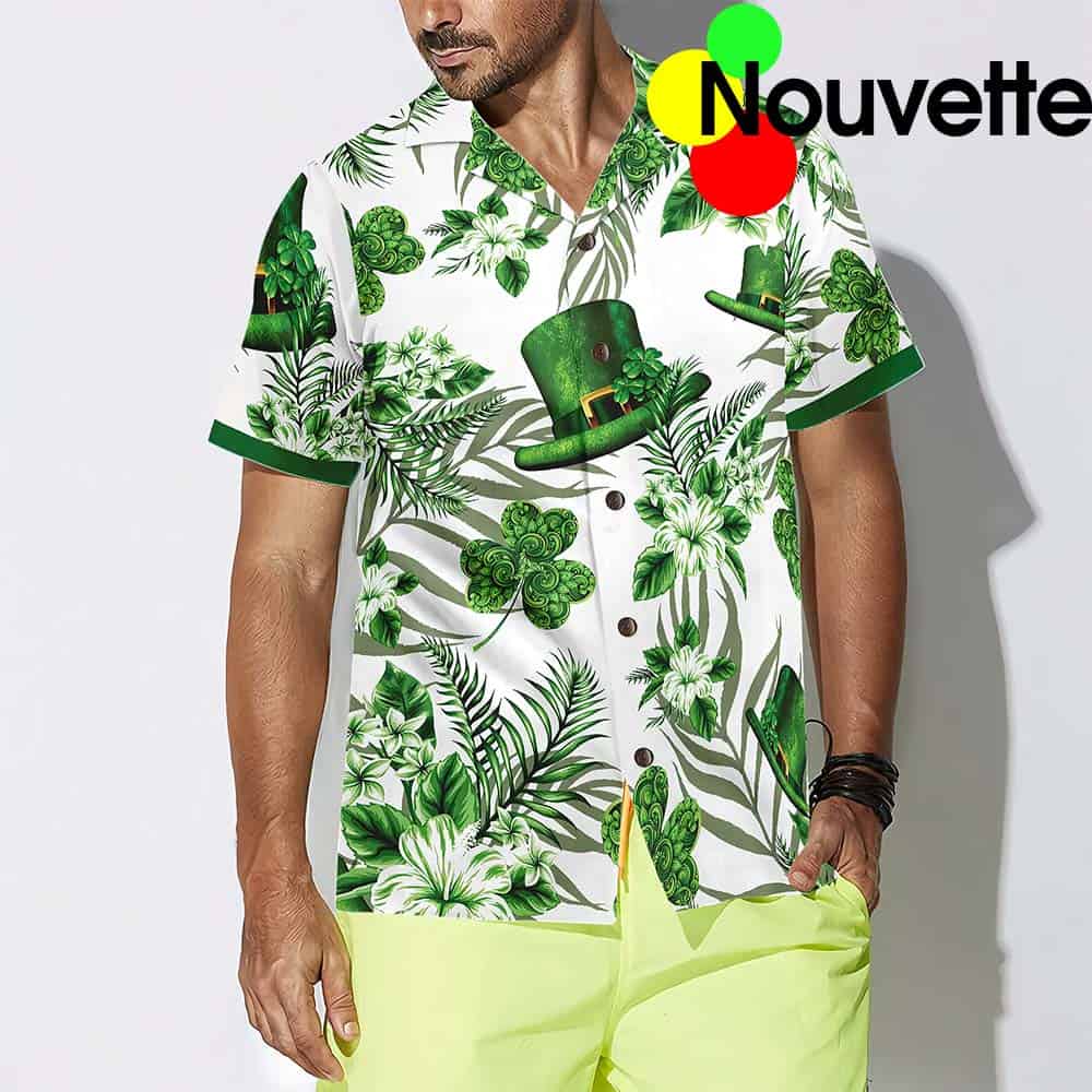Erin Go Braugh Ireland Green Hat And Shamrock Pattern Hawaiian Shirt