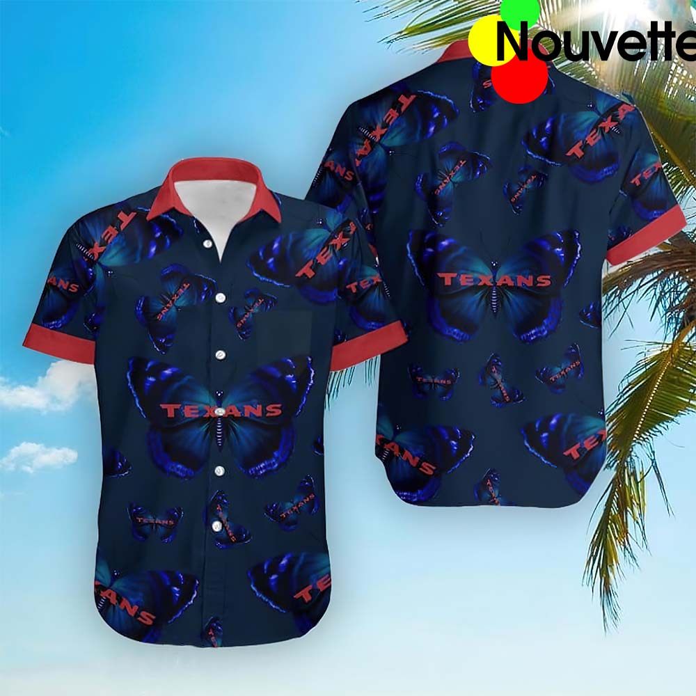 Texans Butterflies Hawaiian Shirt Texans Butterflies Hawaiian Shirt