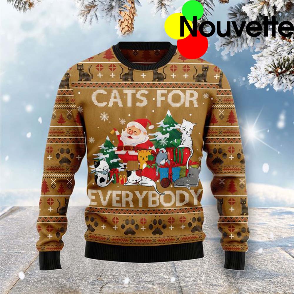 Santa Claus Cats Everybody Ugly Christmas Sweater Santa Claus Cats Everybody Ugly Christmas Sweater