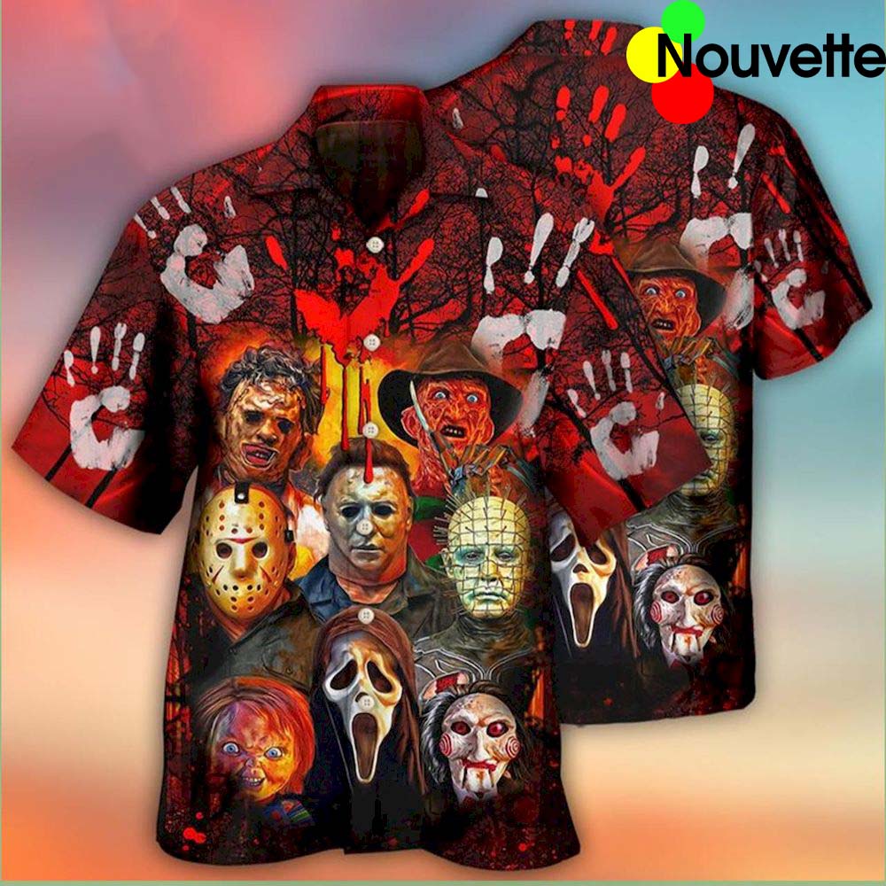 Halloween Horror Movie Characters Blood Scary Hawaiian Shirt