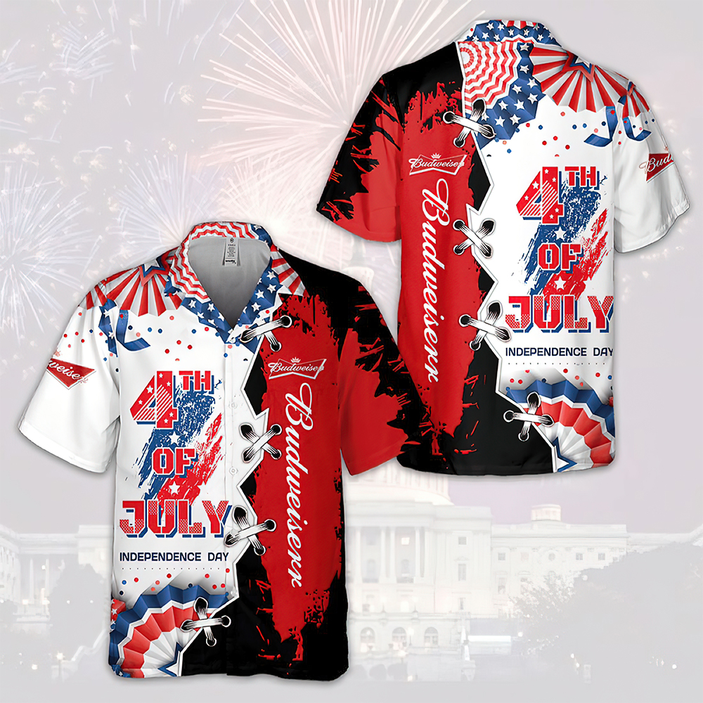 Budweiser 4Th Of July Hawaiian Shirt Budweiser 4Th Of July Hawaiian Shirt