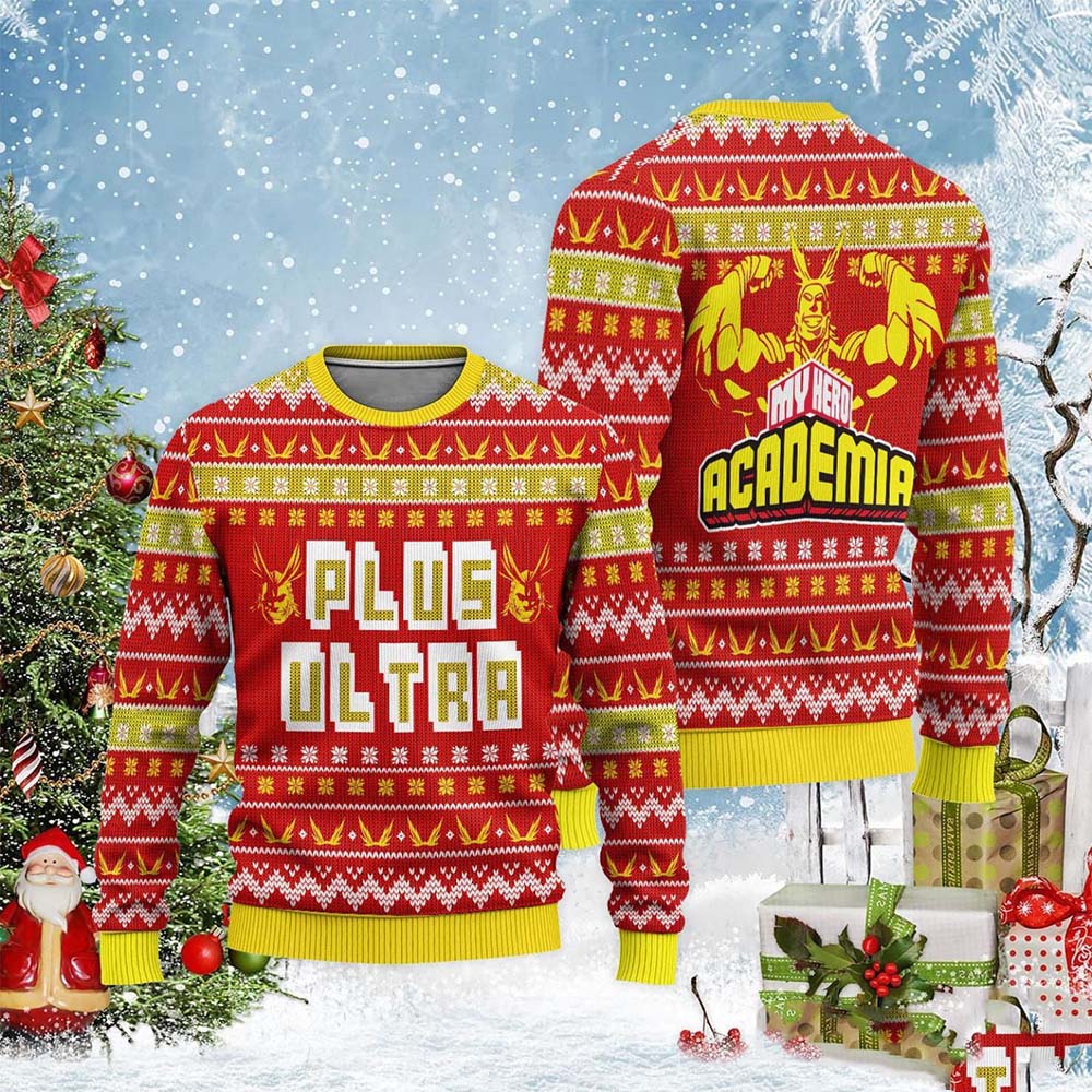 Plus Ultra My Hero Academia Ugly Christmas Sweater Plus Ultra My Hero Academia Ugly Christmas Sweater