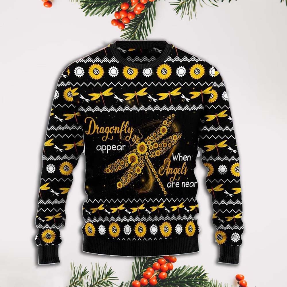 Dragonfly Appear When Angels Are Near Christmas Sweater