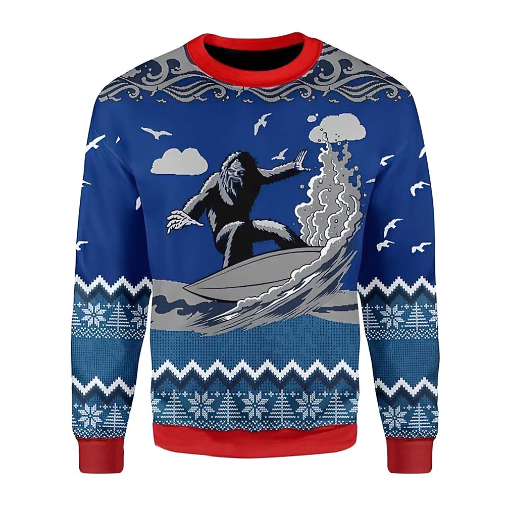 Strong Bigfoot Surfing On The Waves Christmas Sweater Strong Bigfoot Surfing On The Waves Christmas Sweater