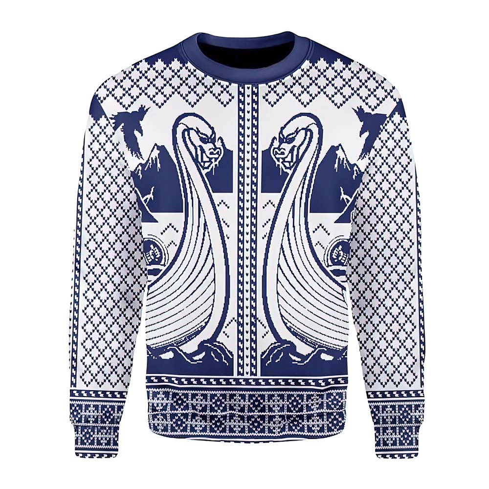 Viking Dragon Boat Christmas Sweater Viking Dragon Boat Christmas Sweater