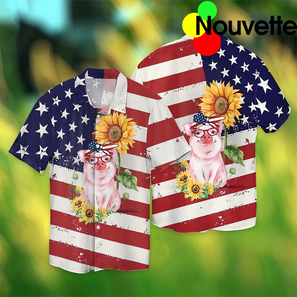 Independence Day With Pig Hawaiian Shirt Independence Day With Pig Hawaiian Shirt