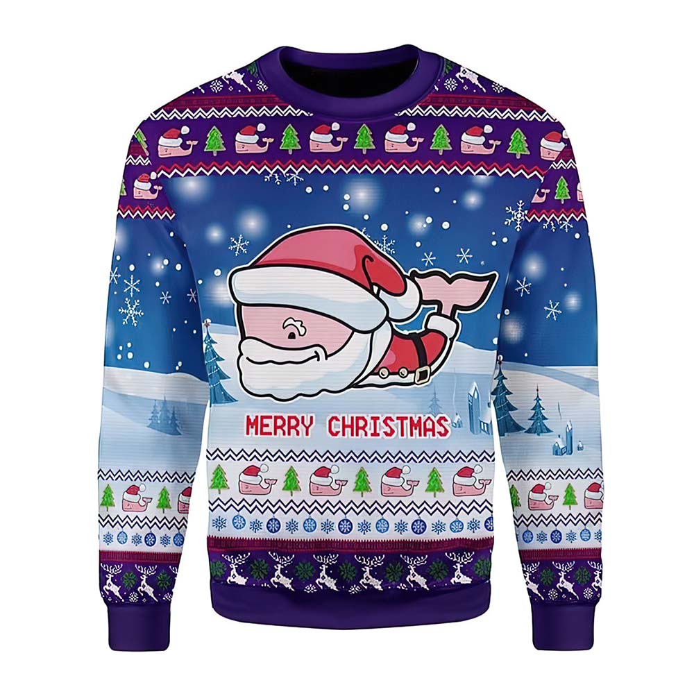 Santa Claus Like A Whale In Ice Christmas Sweater Santa Claus Like A Whale In Ice Christmas Sweater