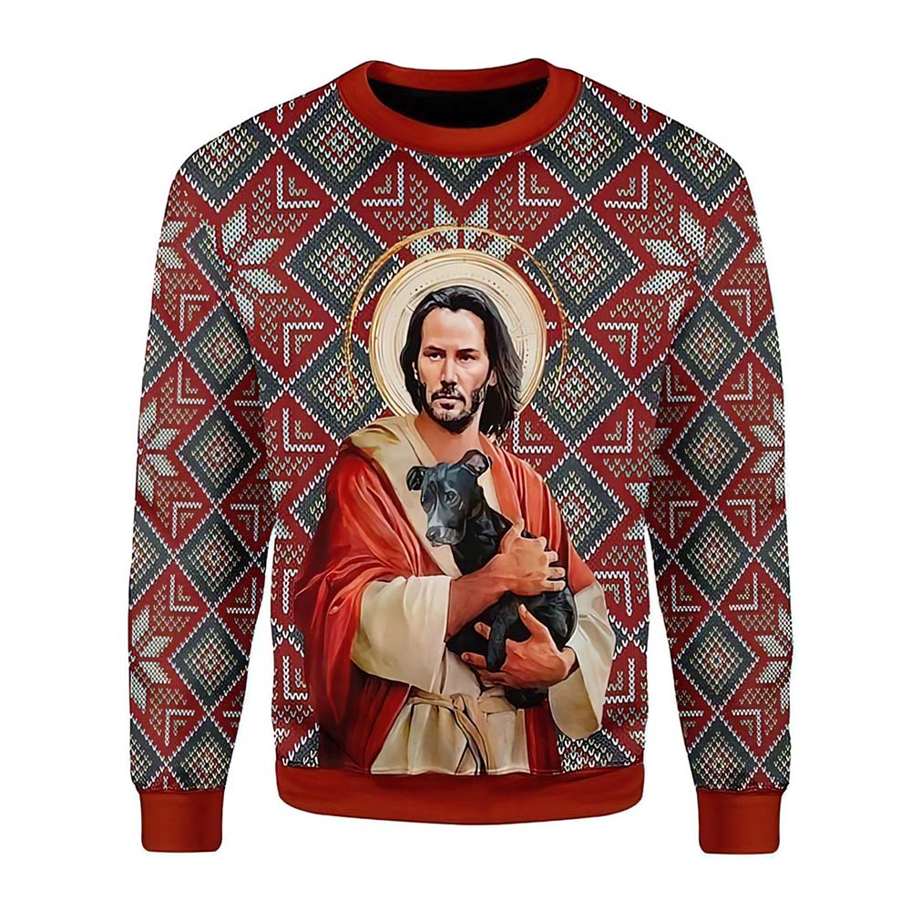 Jesus Hold A Lovely Dog In His Hand Christmas Sweater Jesus Hold A Lovely Dog In His Hand Christmas Sweater