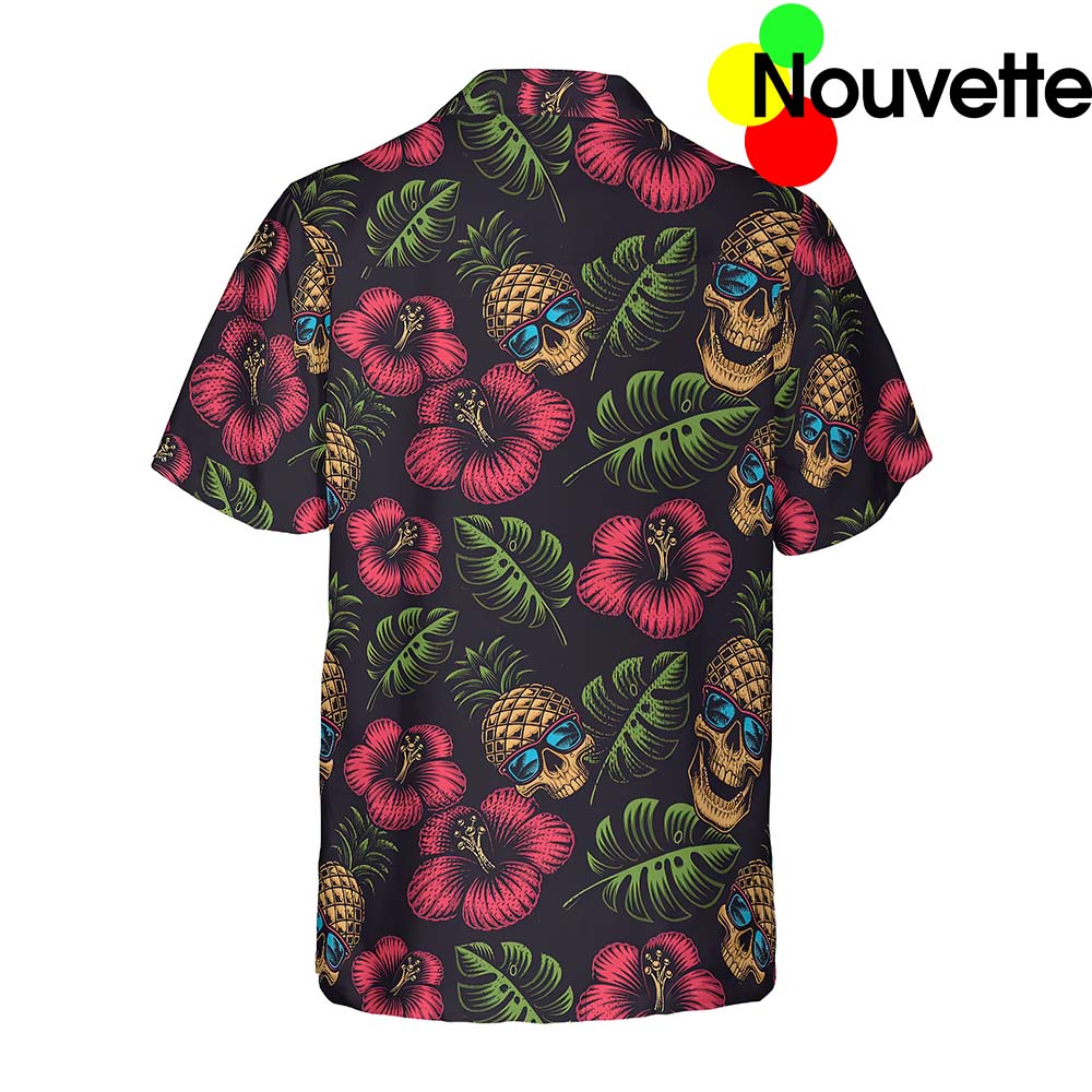 Pineapple Skull Tropical Flowers Hawaiian Shirt Pineapple Skull Tropical Flowers Hawaiian Shirt