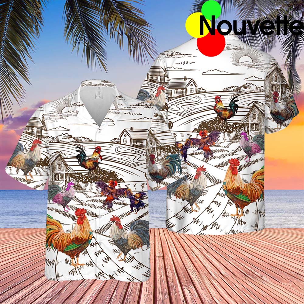Rooster Chicken Aloha Hawaiian Shirt
