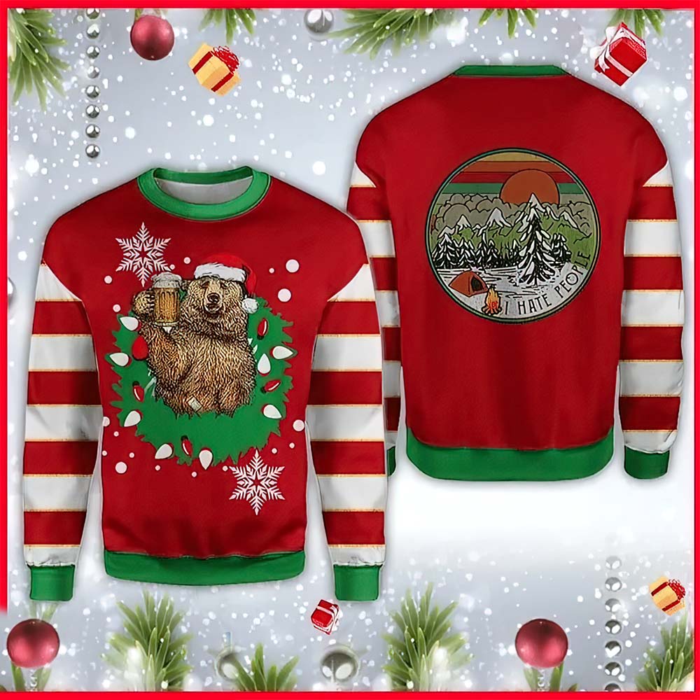 Bear I Hate People Christmas Sweater Bear I Hate People Christmas Sweater