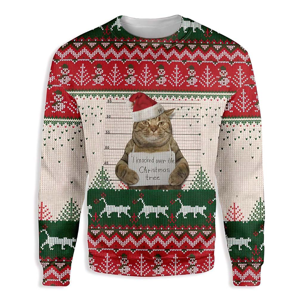 Cat Prisoner I Knocked Over The Tree Christmas Sweater Cat Prisoner I Knocked Over The Tree Christmas Sweater