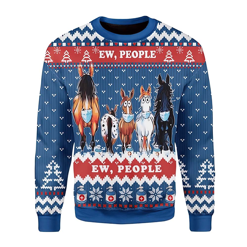 Ew People Horses Christmas Sweater Ew People Horses Christmas Sweater