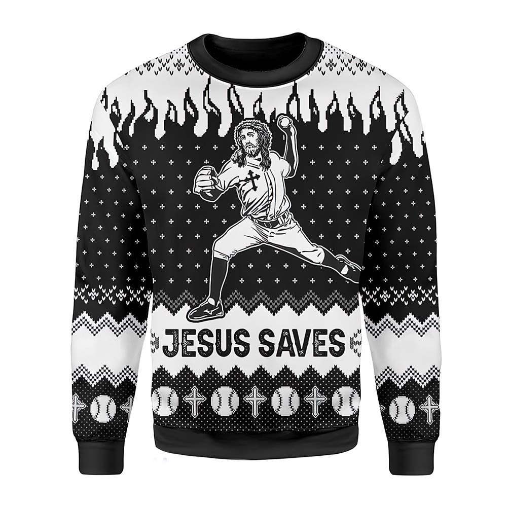 Jesus Saves Christmas Sweater Jesus Saves Christmas Sweater